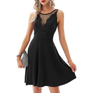 Grace Karin Black Lace Deep V-Neck Sleeveless A Line Cocktail Dress Sz XXL